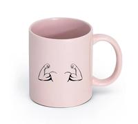 AYUEHBN cerámica Tazas personalizadas Deportes de fuerza Músculos Bíceps Gimnasia Fitnesscenter （11oz/320ml） Ideal para el hogar, la oficina, cafeterías, ideas de regalo Rosa