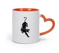 AYUEHBN cerámica Tazas personalizadas Depredador Animal salvaje Pantera Cazador Gran felino （11oz/320ml） Apto para lavavajillas y microondas, para la oficina y el hogar Naranja
