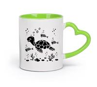 AYUEHBN cerámica Tazas personalizadas Divertidas tortugas pequeñas, animales marinos del océano （11oz/320ml） Tazas de cerámica para el hogar o el trabajo Verde