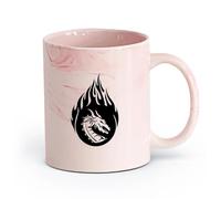 AYUEHBN cerámica Tazas personalizadas Dragón Cuento de Hadas Fuego Fantasía Animal Mito Bestia （11oz/320ml） Ideal para el hogar, la oficina, cafeterías, ideas de regalo Rosa mármol