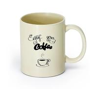AYUEHBN cerámica Tazas personalizadas Letras de cafetería: disfruta de tu café, cita de cocina （11oz/320ml） Elegante y duradero: apto para microondas y lavavajillas Amarillo claro