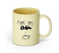 AYUEHBN cerámica Tazas personalizadas Letras de cafetería: disfruta de tu café, cita de cocina （11oz/320ml） Elegante y duradero: apto para microondas y lavavajillas Beige