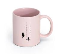 AYUEHBN cerámica Tazas personalizadas Pareja de palomas, pájaros en un columpio, romance entre palomas （11oz/320ml） Para café, avena, té, fácil de limpiar Rosa
