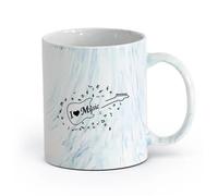 AYUEHBN cerámica Tazas personalizadas Rock Me encanta la música Abstracto Guitarra Notas musicales （11oz/320ml） Taza de cerámica para capuchino, té, leche Azul mármol