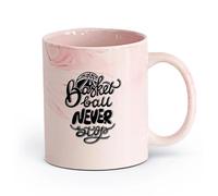 AYUEHBN cerámica Tazas Resistentes Baloncesto Nunca dejes de jugar al baloncesto Palabras con frases deportivas （11oz/320ml） Para la oficina y el hogar Rosa mármol