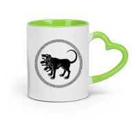 AYUEHBN cerámica Tazas Resistentes Cerbero, el perro de tres cabezas, mitos griegos antiguos, Grecia （11oz/320ml） Para leche, té, cola y agua Verde