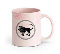 AYUEHBN cerámica Tazas Resistentes Cerbero, el perro de tres cabezas, mitos griegos antiguos, Grecia （11oz/320ml） Para leche, té, cola y agua Rosa mármol