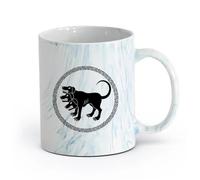 AYUEHBN cerámica Tazas Resistentes Cerbero, el perro de tres cabezas, mitos griegos antiguos, Grecia （11oz/320ml） Para leche, té, cola y agua Azul mármol