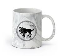 AYUEHBN cerámica Tazas Resistentes Cerbero, el perro de tres cabezas, mitos griegos antiguos, Grecia （11oz/320ml） Para leche, té, cola y agua Negro mármol