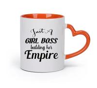 AYUEHBN cerámica Tazas Resistentes Chica Jefa Construyendo Imperio Mujer de Negocios Cita Letras Palabras （11oz/320ml） Bebidas calientes, espresso Naranja