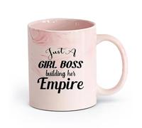 AYUEHBN cerámica Tazas Resistentes Chica Jefa Construyendo Imperio Mujer de Negocios Cita Letras Palabras （11oz/320ml） Bebidas calientes, espresso Rosa mármol