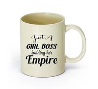 AYUEHBN cerámica Tazas Resistentes Chica Jefa Construyendo Imperio Mujer de Negocios Cita Letras Palabras （11oz/320ml） Bebidas calientes, espresso Amarillo claro