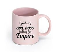 AYUEHBN cerámica Tazas Resistentes Chica Jefa Construyendo Imperio Mujer de Negocios Cita Letras Palabras （11oz/320ml） Bebidas calientes, espresso Rosa