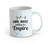 AYUEHBN cerámica Tazas Resistentes Chica Jefa Construyendo Imperio Mujer de Negocios Cita Letras Palabras （11oz/320ml） Bebidas calientes, espresso Azul mármol