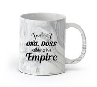 AYUEHBN cerámica Tazas Resistentes Chica Jefa Construyendo Imperio Mujer de Negocios Cita Letras Palabras （11oz/320ml） Bebidas calientes, espresso Negro mármol
