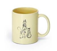 AYUEHBN cerámica Tazas Resistentes Cola de gato de niña con orejas de animal, bonita, salvaje, abstracta （11oz/320ml） Para té, café y bebidas calientes Beige