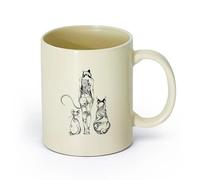 AYUEHBN cerámica Tazas Resistentes Cola de gato de niña con orejas de animal, bonita, salvaje, abstracta （11oz/320ml） Para té, café y bebidas calientes Amarillo claro