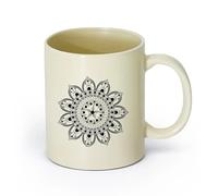 AYUEHBN cerámica Tazas Resistentes Estudio de yoga, meditación y relajación con mandalas circulares ornamentales （11oz/320ml） Para cafetería o regalo Amarillo claro