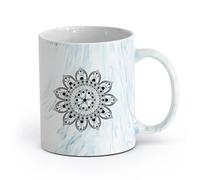 AYUEHBN cerámica Tazas Resistentes Estudio de yoga, meditación y relajación con mandalas circulares ornamentales （11oz/320ml） Para cafetería o regalo Azul mármol