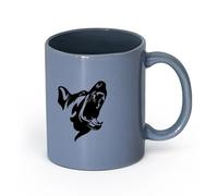 AYUEHBN cerámica Tazas Resistentes Perro enojado, patrulla aterradora, seguridad animal, garaje para mascotas, cueva del hombre （11oz/320ml） Para la oficina y el hogar Gris azulado