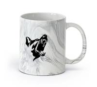 AYUEHBN cerámica Tazas Resistentes Perro enojado, patrulla aterradora, seguridad animal, garaje para mascotas, cueva del hombre （11oz/320ml） Para la oficina y el hogar Negro mármol