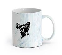 AYUEHBN cerámica Tazas Resistentes Perro enojado, patrulla aterradora, seguridad animal, garaje para mascotas, cueva del hombre （11oz/320ml） Para la oficina y el hogar Azul mármol