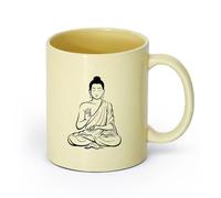 AYUEHBN cerámica Vajilla de Cerámica para Hogar Buda Budismo Om Relajación Zen Meditación Vivir （11oz/320ml） Café, té, latte, leche, cacao, zumo y otras bebidas calientes Beige