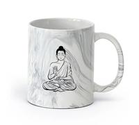 AYUEHBN cerámica Vajilla de Cerámica para Hogar Buda Budismo Om Relajación Zen Meditación Vivir （11oz/320ml） Café, té, latte, leche, cacao, zumo y otras bebidas calientes Negro mármol