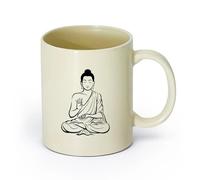 AYUEHBN cerámica Vajilla de Cerámica para Hogar Buda Budismo Om Relajación Zen Meditación Vivir （11oz/320ml） Café, té, latte, leche, cacao, zumo y otras bebidas calientes Amarillo claro
