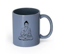 AYUEHBN cerámica Vajilla de Cerámica para Hogar Buda Budismo Om Relajación Zen Meditación Vivir （11oz/320ml） Café, té, latte, leche, cacao, zumo y otras bebidas calientes Gris azulado