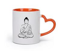 AYUEHBN cerámica Vajilla de Cerámica para Hogar Buda Budismo Om Relajación Zen Meditación Vivir （11oz/320ml） Café, té, latte, leche, cacao, zumo y otras bebidas calientes Naranja