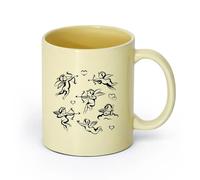 AYUEHBN cerámica Vajilla de Cerámica para Hogar Colección de kupids de San Valentín con ángeles （11oz/320ml） Taza de cerámica para capuchino, té, leche Beige