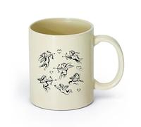 AYUEHBN cerámica Vajilla de Cerámica para Hogar Colección de kupids de San Valentín con ángeles （11oz/320ml） Taza de cerámica para capuchino, té, leche Amarillo claro