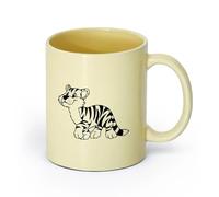 AYUEHBN cerámica Vajilla de Cerámica para Hogar Dibujos animados de tigres para niños （11oz/320ml） para amantes del café, mejores amigos del trabajo, compañeros de trabajo y amigos Beige