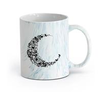 AYUEHBN cerámica Vajilla de Cerámica para Hogar Flores florales de luna creciente Buenas noches （11oz/320ml） Para bebidas calientes, latte, capuchino Azul mármol