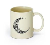 AYUEHBN cerámica Vajilla de Cerámica para Hogar Flores florales de luna creciente Buenas noches （11oz/320ml） Para bebidas calientes, latte, capuchino Amarillo claro