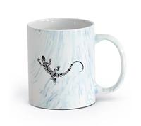 AYUEHBN cerámica Vajilla de Cerámica para Hogar Hermoso y ágil adorno de animalito lagarto （11oz/320ml） Para café, sopa, té, leche, latte, chocolate caliente, para mujeres y hombres Azul mármol