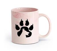 AYUEHBN cerámica Vajilla de Cerámica para Hogar Huella de pata de perro mascota animal （11oz/320ml） Apto para lavavajillas y microondas, para la oficina y el hogar Rosa mármol