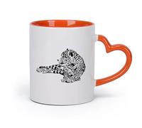 AYUEHBN cerámica Vajilla de Cerámica para Hogar Leopardo Gran felino Depredador Animal salvaje （11oz/320ml） Tazas de cerámica para el hogar o el trabajo Naranja