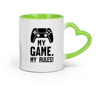 AYUEHBN cerámica Vajilla de Cerámica para Hogar Mi juego Mis reglas Jugar Juego Joystick （11oz/320ml） Para café, sopa, té, leche, latte, chocolate caliente, para mujeres y hombres Verde