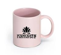 AYUEHBN cerámica Vajilla de Cerámica para Hogar Namaste Flor De Loto Yoga Palabras Sánscritas （11oz/320ml） Elegante y duradero: apto para microondas y lavavajillas Rosa