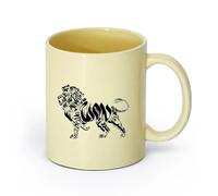 AYUEHBN cerámica Vajilla de Cerámica para Hogar Palabras del animal león de la sabana （11oz/320ml） para amantes del café, mejores amigos del trabajo, compañeros de trabajo y amigos Beige