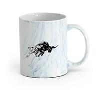 AYUEHBN cerámica Vajilla de Cerámica para Hogar Resumen Animal Toro Horquillas De Llama （11oz/320ml） Para café, sopa, té, leche, latte, chocolate caliente, para mujeres y hombres Azul mármol