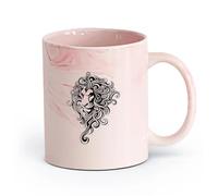 AYUEHBN cerámica Vajilla de Cerámica para Hogar Resumen El Rey León Animal Depredador Africano （11oz/320ml） Tazas de cerámica para el hogar o el trabajo Rosa mármol