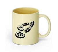 AYUEHBN cerámica Vajilla de Cerámica para Hogar Taller de volantes y servicio de automóviles （11oz/320ml） para amantes del café, mejores amigos del trabajo, compañeros de trabajo y amigos Beige