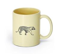 AYUEHBN cerámica Vajilla de Cerámica para Hogar Tigre tribal depredador animal gran felino （11oz/320ml） Apto para lavavajillas y microondas, para la oficina y el hogar Beige