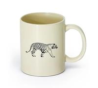 AYUEHBN cerámica Vajilla de Cerámica para Hogar Tigre tribal depredador animal gran felino （11oz/320ml） Apto para lavavajillas y microondas, para la oficina y el hogar Amarillo claro