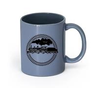 AYUEHBN cerámica Vajilla de Cerámica para Hogar Tren Locomotora Transporte Ferroviario （11oz/320ml） Para café, sopa, té, leche, latte, chocolate caliente, para mujeres y hombres Gris azulado