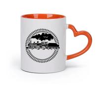 AYUEHBN cerámica Vajilla de Cerámica para Hogar Tren Locomotora Transporte Ferroviario （11oz/320ml） Para café, sopa, té, leche, latte, chocolate caliente, para mujeres y hombres Naranja