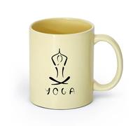 AYUEHBN cerámica Vajilla de Cerámica para Hogar Yoga Meditación Budismo Hinduismo Hindú （11oz/320ml） Apto para lavavajillas y microondas, para la oficina y el hogar Beige